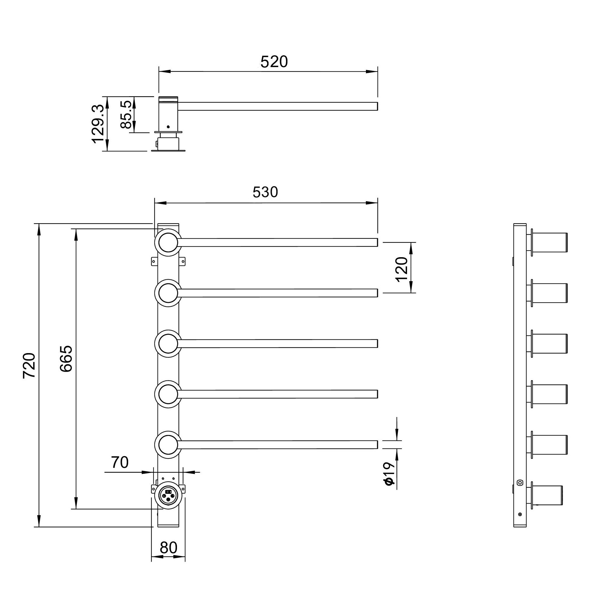 Полотенцесушитель электрический встраиваемый WONZON & WOGHAND HAMBURG, Брашированное золото (WW-AL315-BG) - Gidratop.ru изображение
