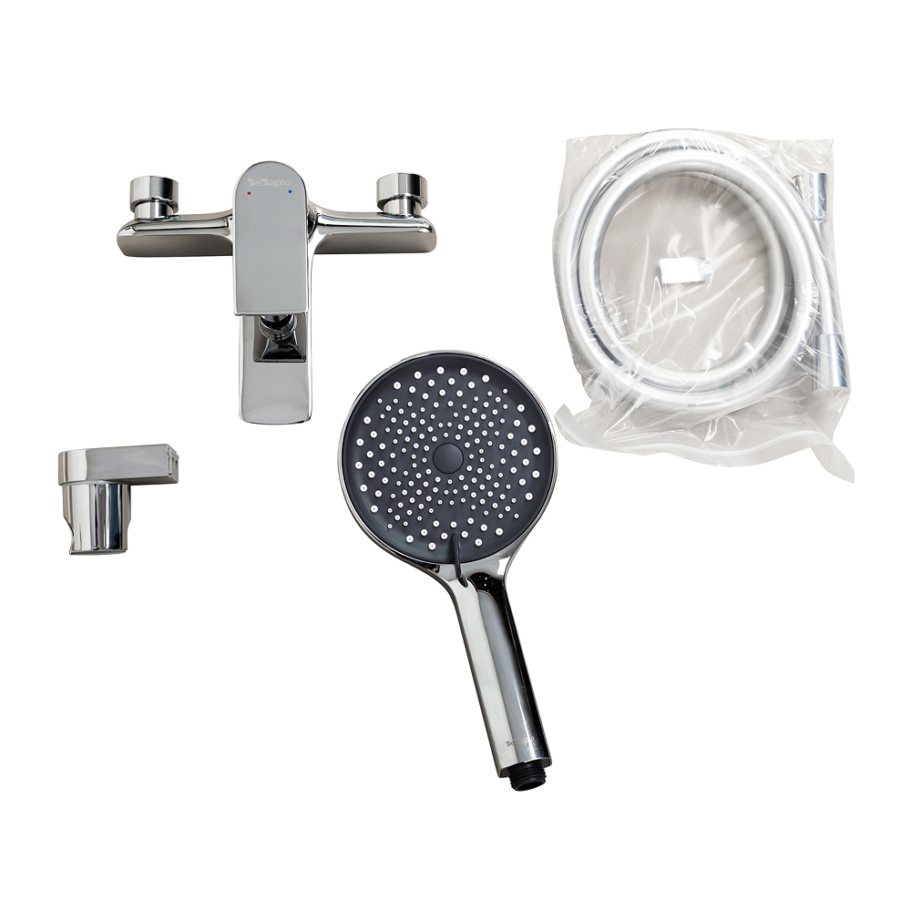 MARINO Смеситель для ванны и душа в комплекте с ручным душем, шлангом и держателем, хром MARINO-VASM-CRM - Gidratop.ru изображение