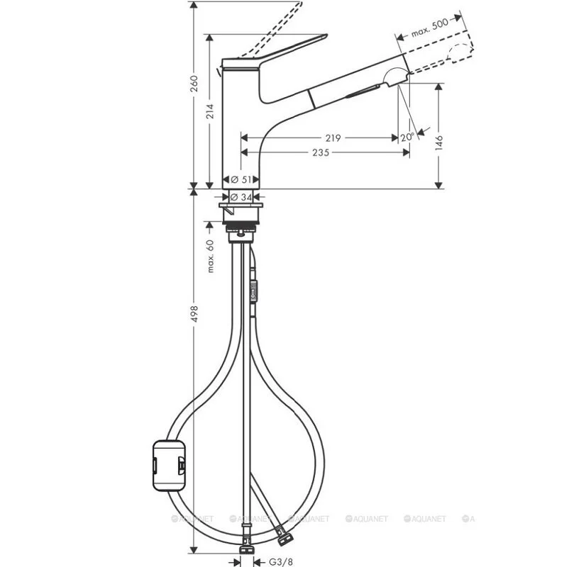 Смеситель Hansgrohe Zesis 74800800 M33 для кухонной мойки, с выдвижным изливом, под сталь - Gidratop.ru изображение