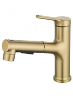 Смеситель для раковины с выдвижным изливом WONZON & WOGHAND, Брашированное золото (WW-A40862-BG) - Gidratop.ru изображение