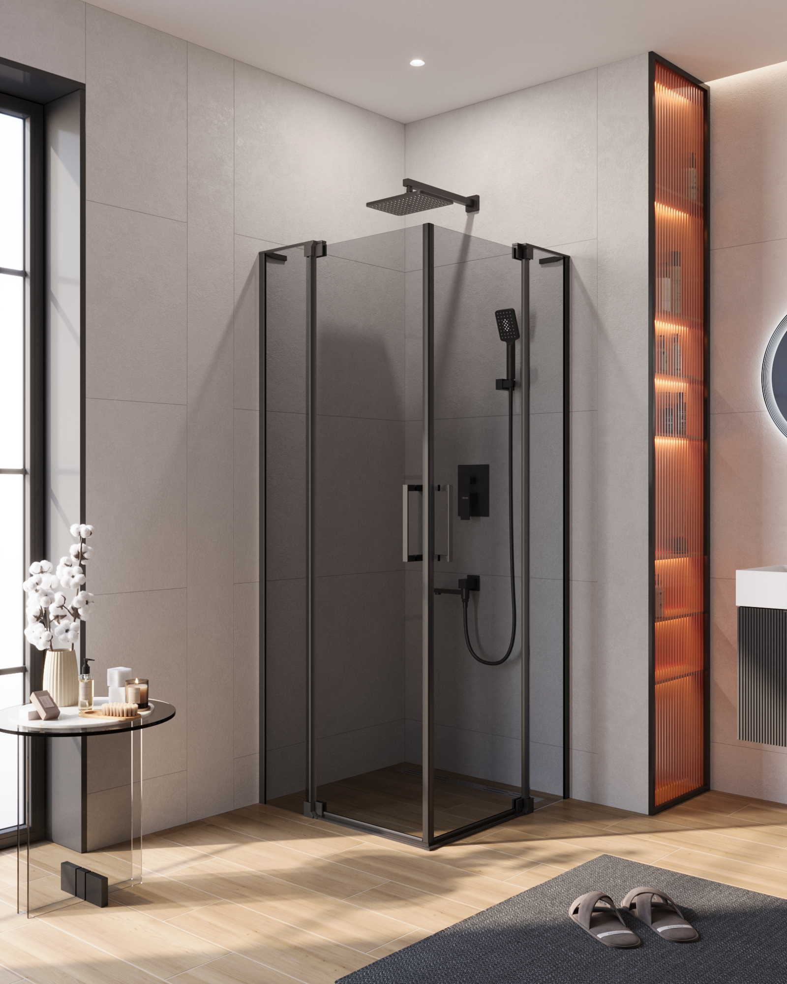 Душевой уголок CEZARES SLIDER-A-2-70/80-GRIGIO-NERO - Gidratop.ru изображение