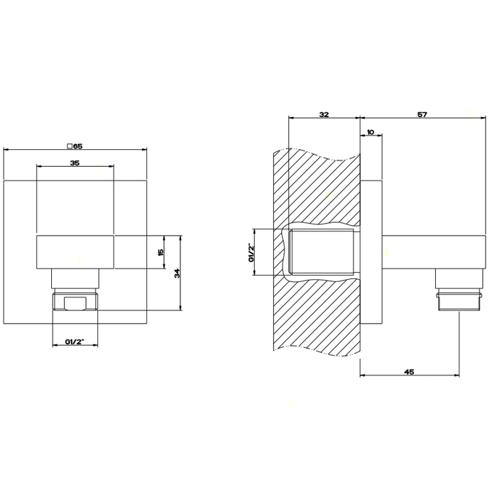 Gessi Rettangolo вывод воды на 1/2, цвет: черный - Gidratop.ru изображение