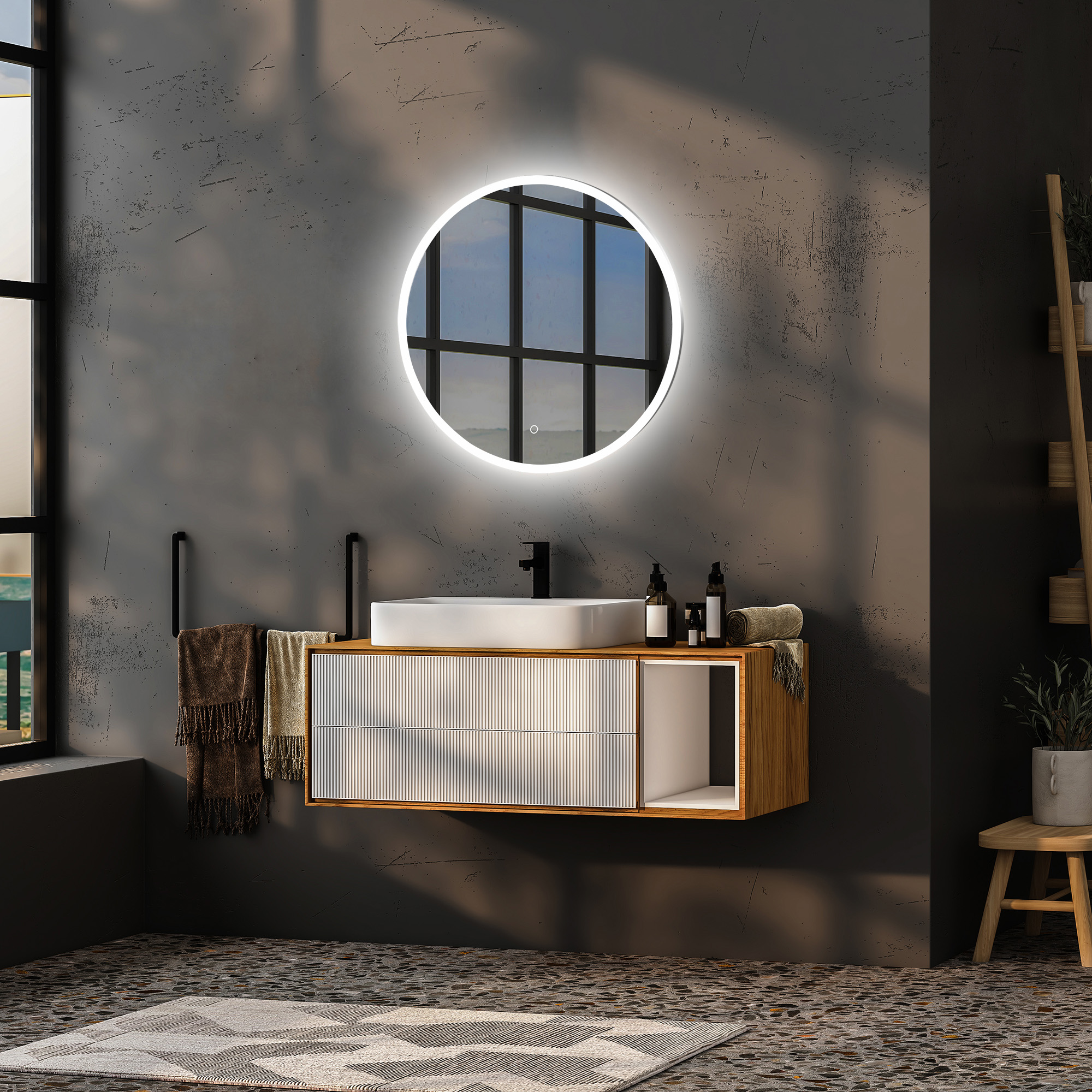 Зеркало ABBER Mond AG6202S-0.65 с подсветкой, сенсорный выключатель, диммер - Gidratop.ru изображение