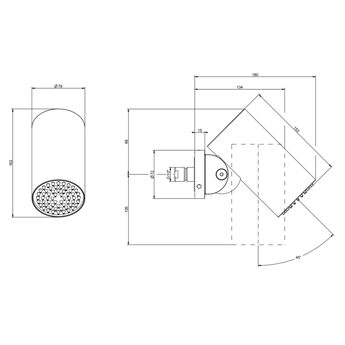 GESSI 316 FLESSA верхний душ Oslash;79 мм., с настенным креплением, тропический ливень, цвет Black Metal Brushed PVD - Gidratop.ru изображение