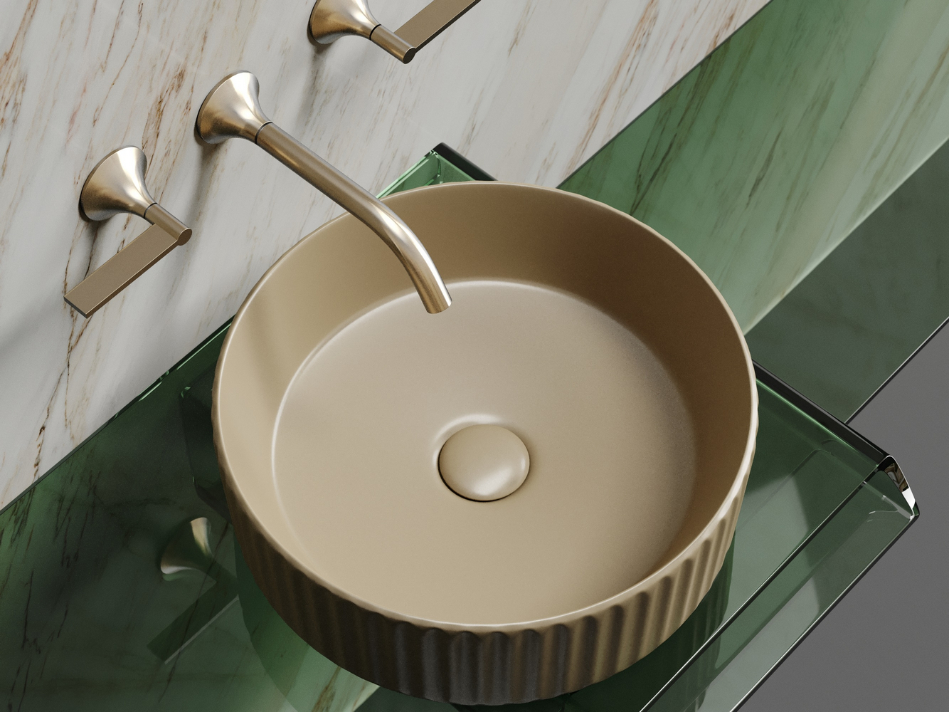 Умывальник чаша накладная круглая (цвет Капучино Матовый) Element 360x360x115мм - Gidratop.ru изображение