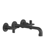 GESSI INCISO встраиваемый смеситель для раковины на 3 отверстия с изливом 255-235мм (внешние части), цвет: nero XL - Gidratop.ru изображение