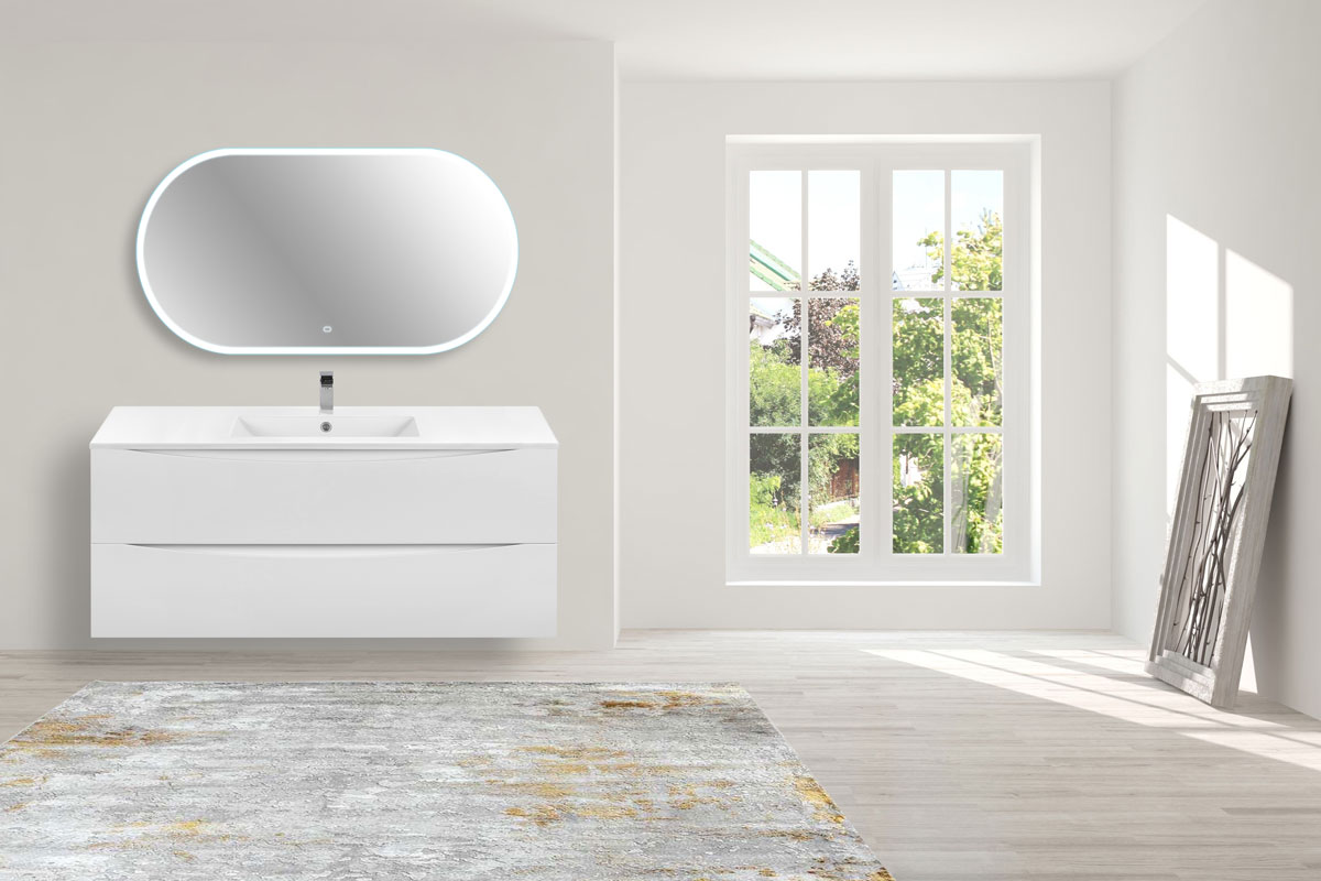 База под керамическую раковину Mia 1200 подвесная, 2 выкатных ящика soft close, G.White - Gidratop.ru изображение