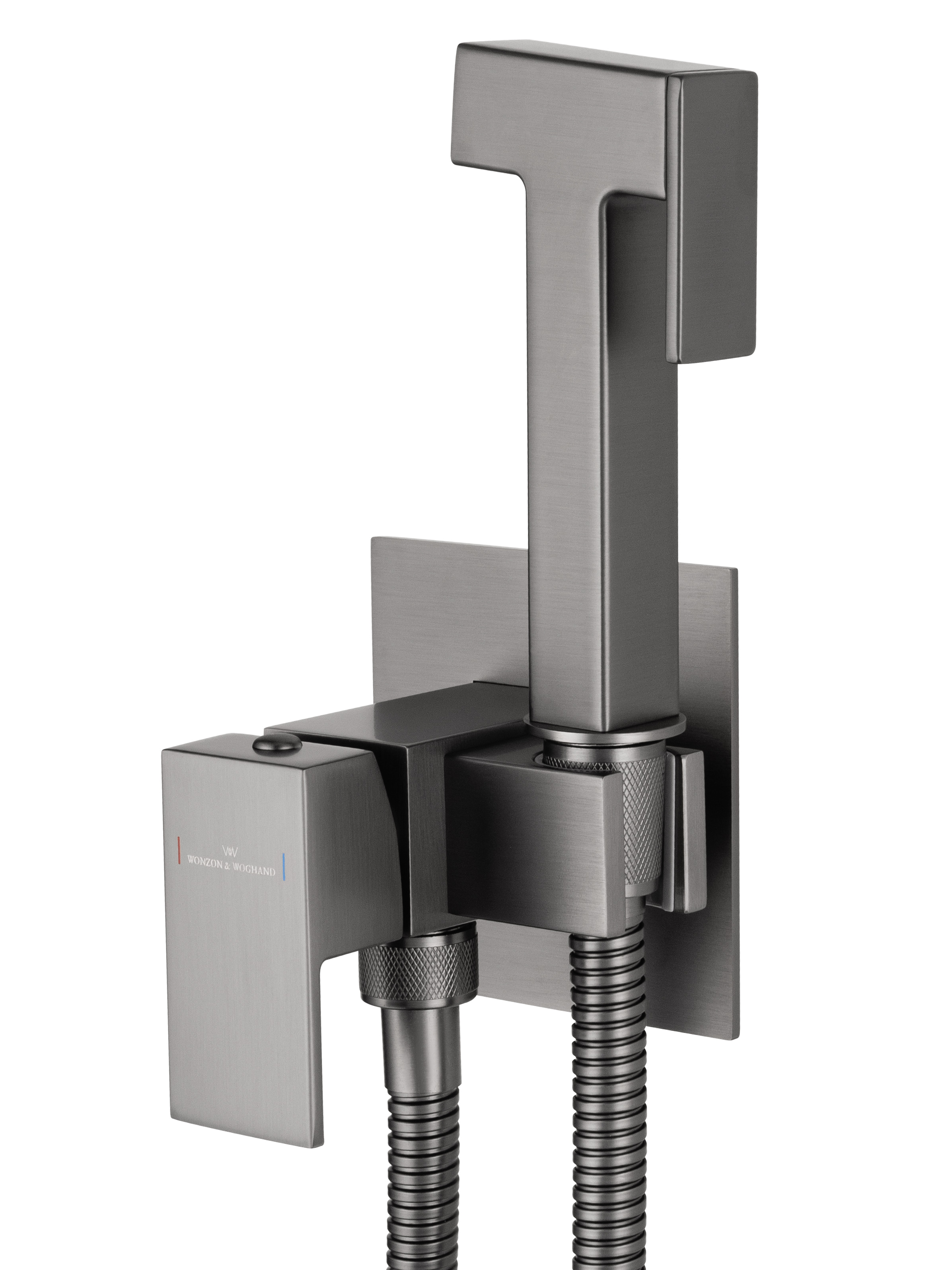 Смеситель с гигиеническим душем встраиваемый WONZON & WOGHAND, Темный графит (WW-88829903-BGM) - Gidratop.ru изображение