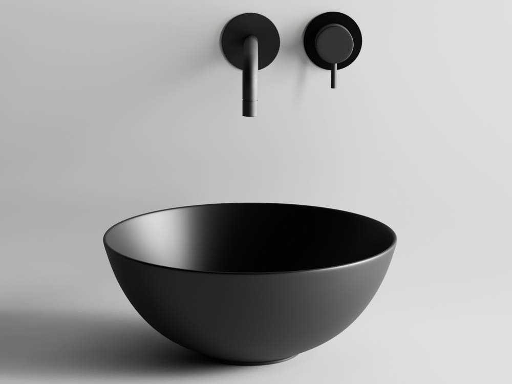 Умывальник чаша накладная круглая (цвет Черный Матовый) Element 358x358x155мм - Gidratop.ru изображение