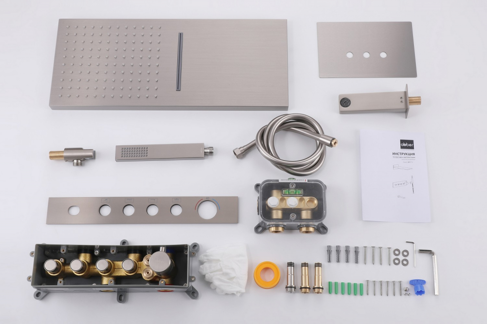 Душевая система ABBER Rund AF8753SP скрытого монтажа с изливом, термостат, сатин - Gidratop.ru изображение