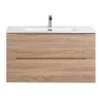 ETNA База под раковину подвесная с двумя выкатными ящиками, с доводчиками, Rovere Bianco, 800x455x500, ETNA-800-2C-SO-WO-P - Gidratop.ru изображение