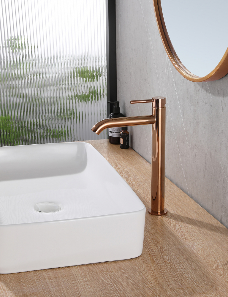 Смеситель ABBER Wasser Kreis AF8111RG для накладной раковины, розовое золото - Gidratop.ru изображение