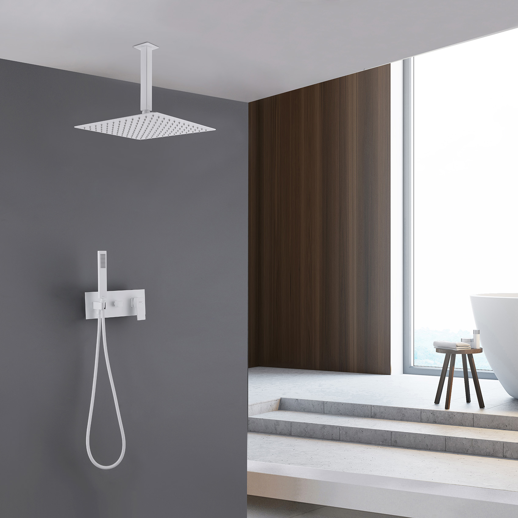 Душевая система ABBER Daheim AF8221W скрытого монтажа без излива, белый матовый - Gidratop.ru изображение