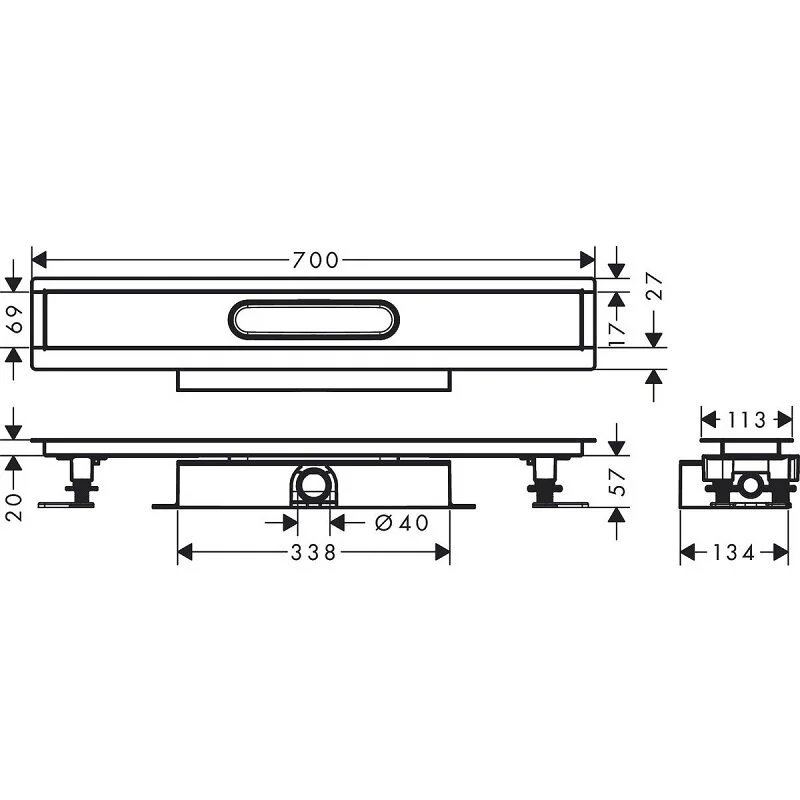 Дренажный канал Hansgrohe uBox universal, 70 см, установка вровень с полом, 56017180 - Gidratop.ru изображение