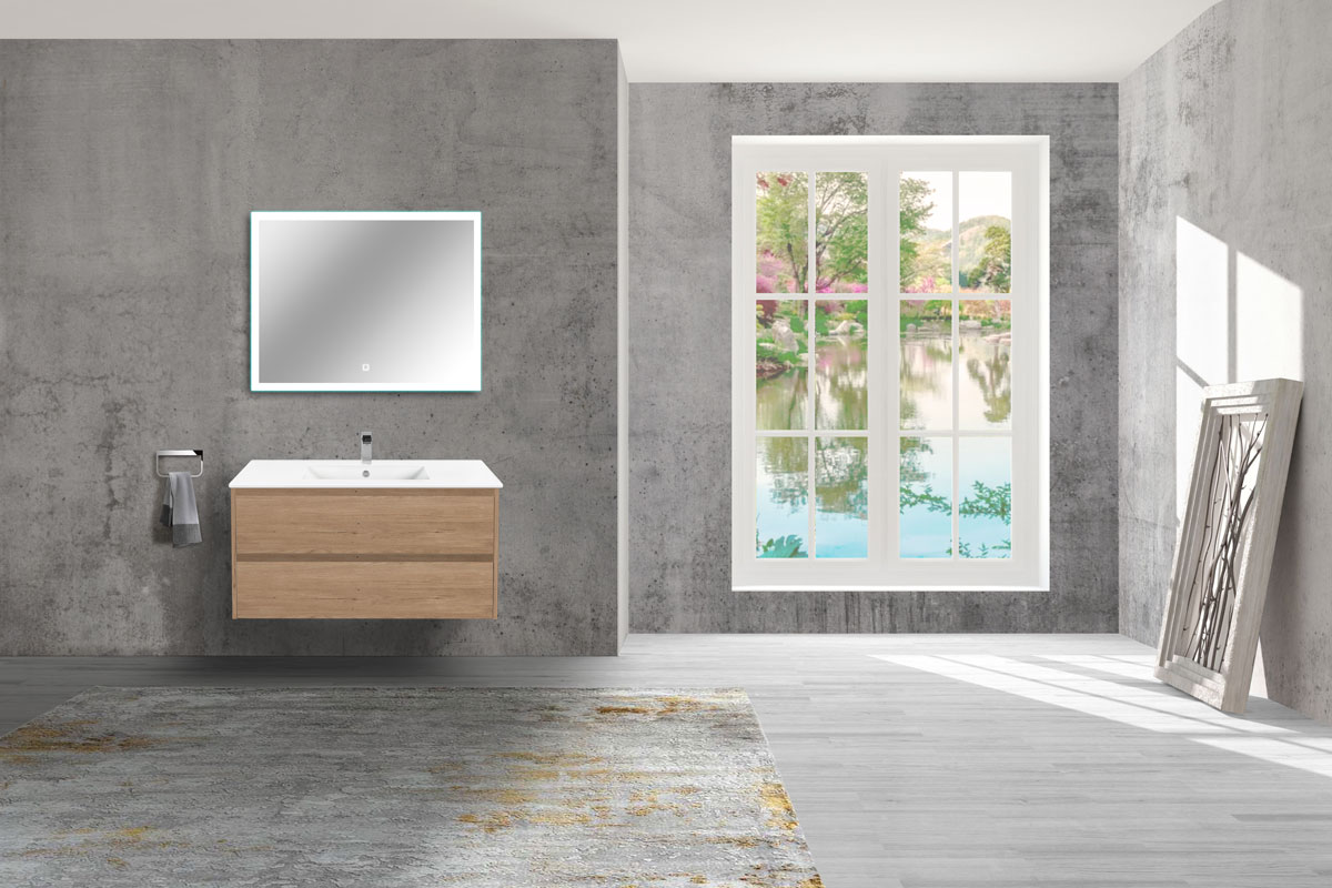 База под раковину Gio 100 подвесная, 2 выкатных ящика soft-close, N.Oak - Gidratop.ru изображение