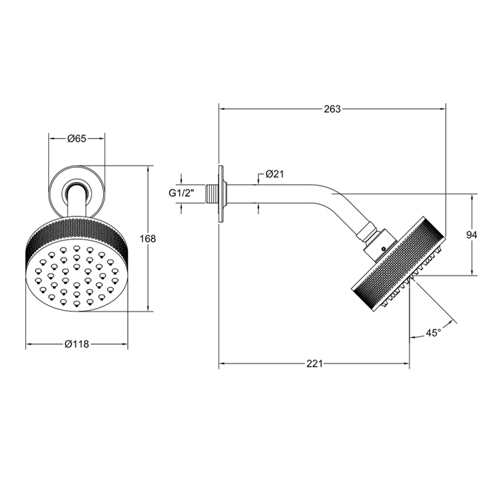 GESSI INCISO верхний душ настенная, шарнирная на 1/2,  Oslash;200мм, цвет: nero XL - Gidratop.ru изображение