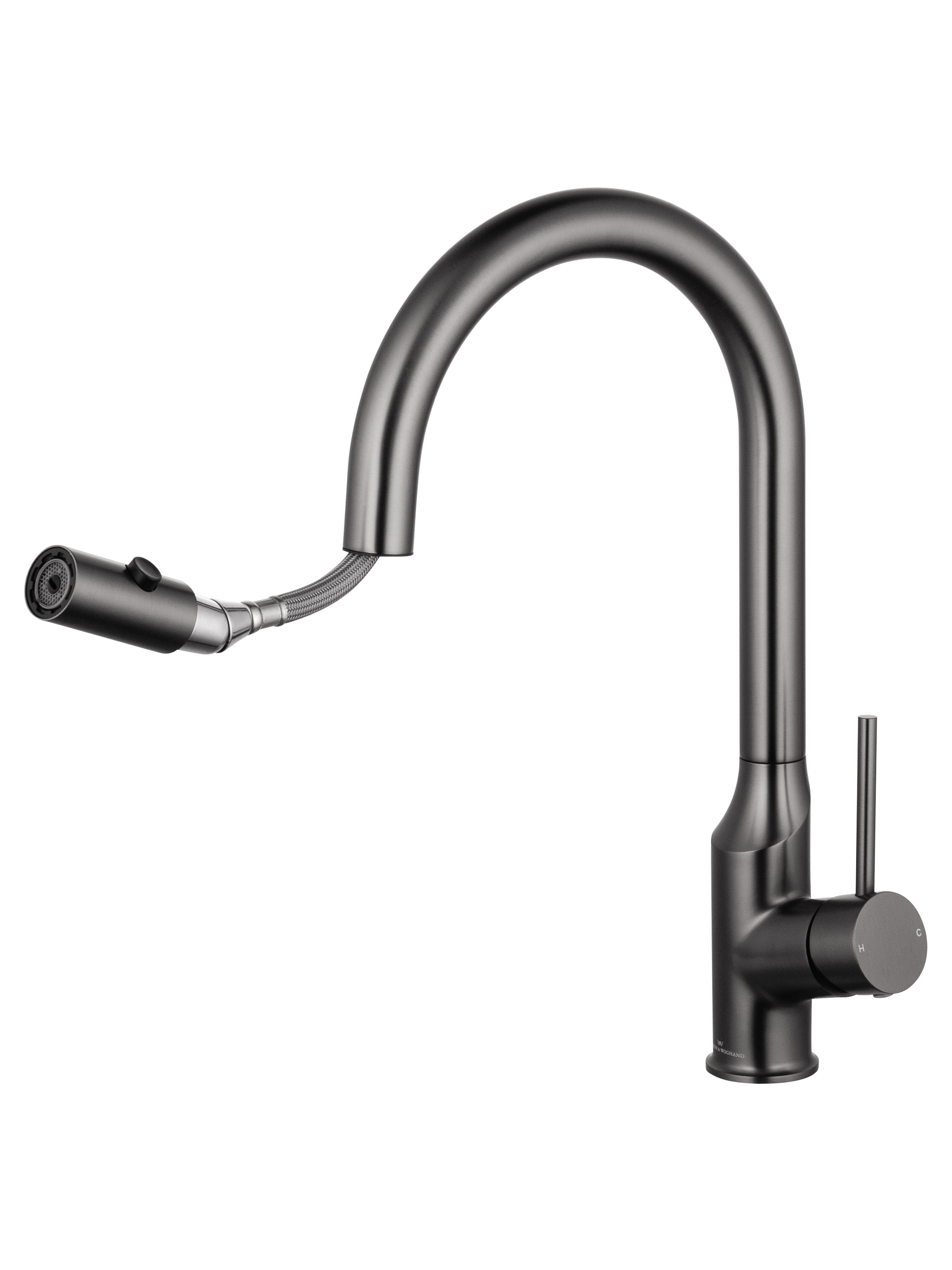 Смеситель для кухни с выдвижным изливом WONZON & WOGHAND, Темный графит (WW-A21252-BGG) - Gidratop.ru изображение