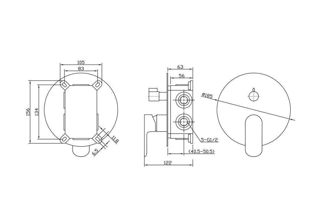 ANCONA Встраиваемый смеситель для душа с переключателем на два выхода, хром ANCONA-VDI-CRM - Gidratop.ru изображение
