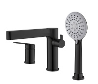 DELTA Смеситель на борт ванны с ручным выдвижным душем, чёрный матовый, DEL-BVD3-NERO - Gidratop.ru изображение