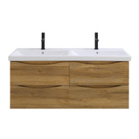 MARINO-CER База под раковину с двумя чашами подвесная, с четырьмя выкатными ящиками, Rovere Rustico, 1172х440х500, MARINO-CER-1200-4C-SO-2-RR-P - Gidratop.ru изображение