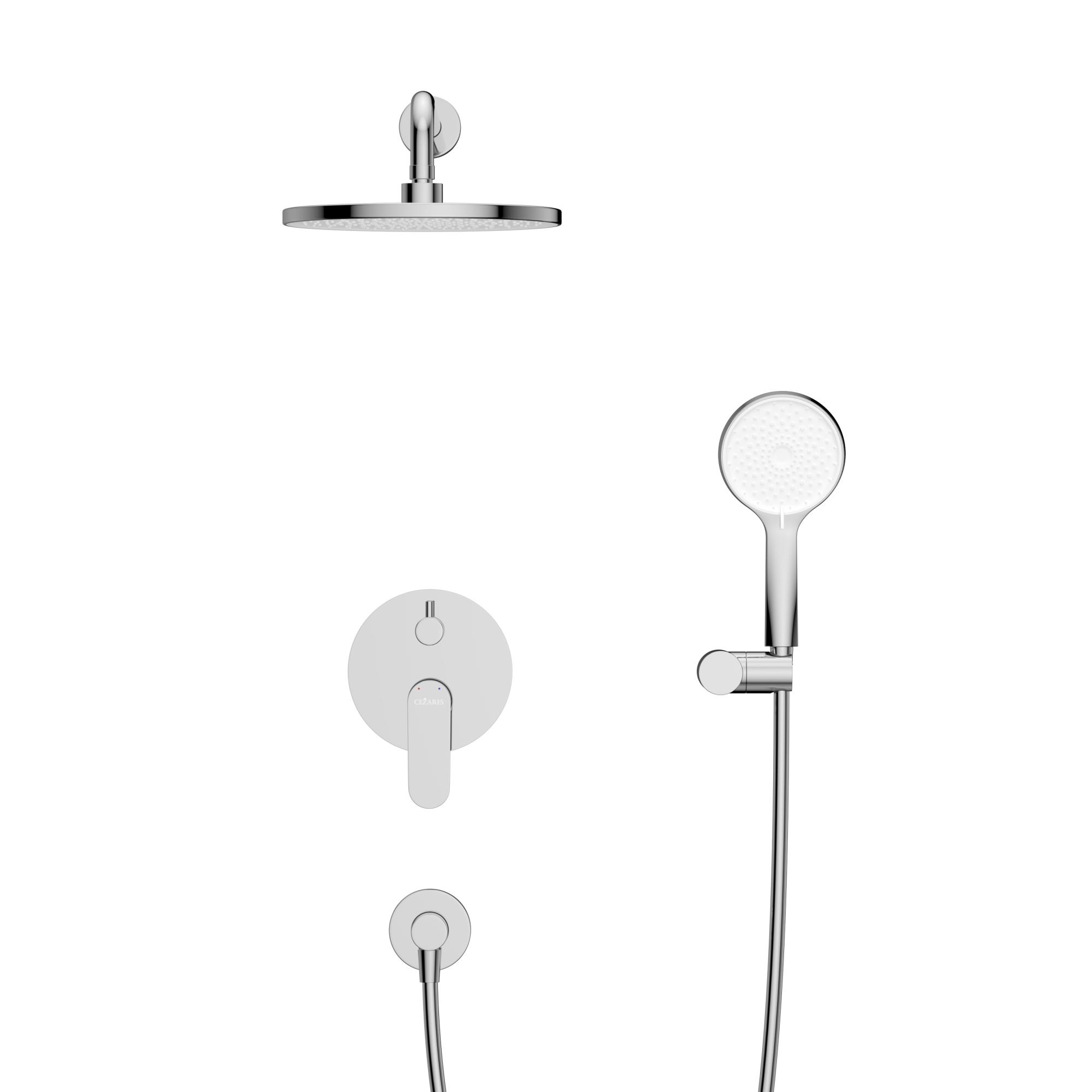 STYLUS-DSET-01 Душевой комплект встраиваемый (смеситель встраиваемый, верхний душ, ручной душ со шлангом, штуцер с держателем), хром - Gidratop.ru изображение