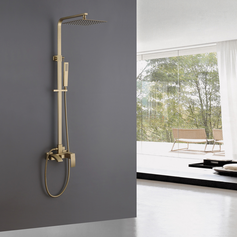 Душевая стойка ABBER Wasserfall AF8616G с изливом, золото матовое - Gidratop.ru изображение