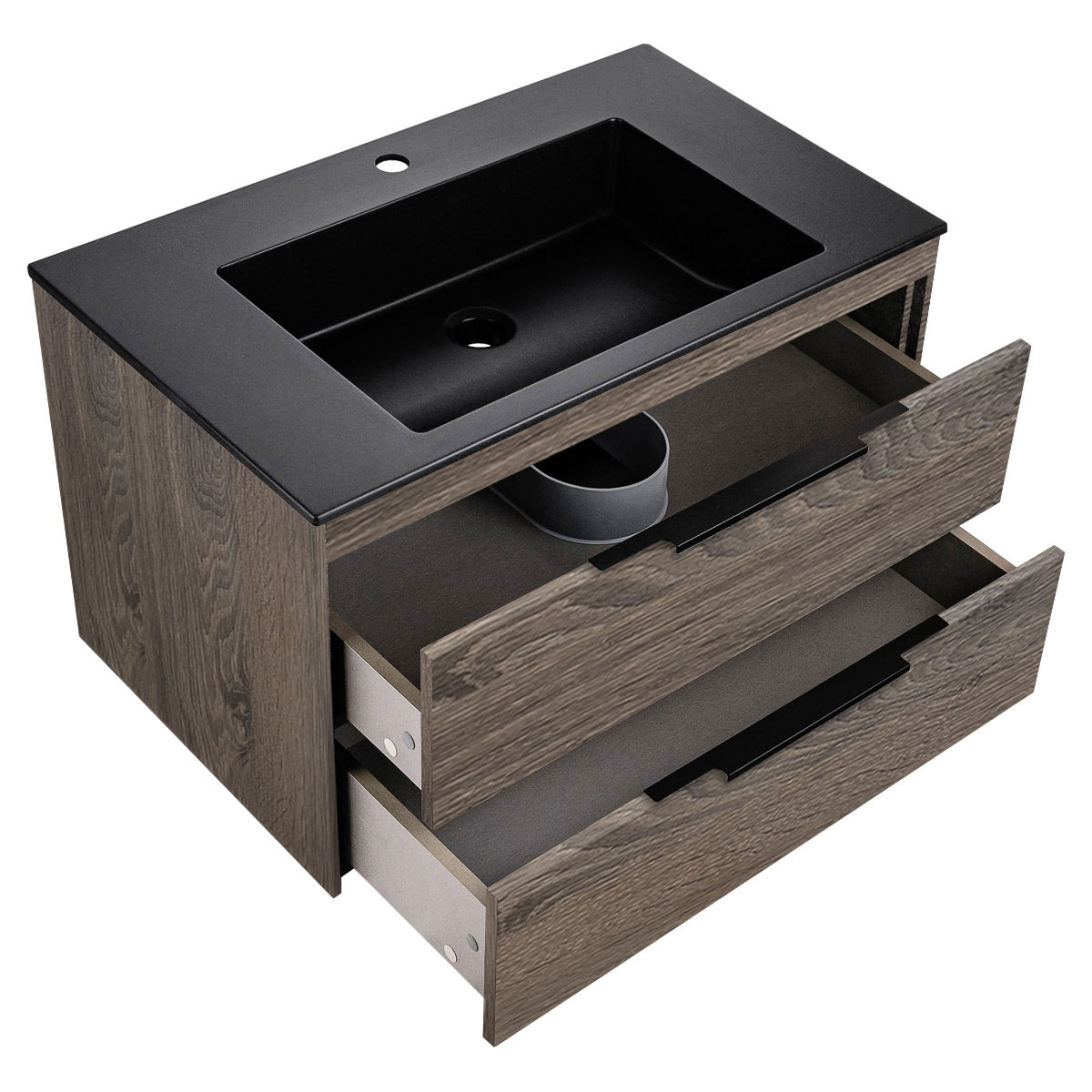 База под раковину Chiara 2D 800 подвесная, 2 выкатных ящика soft-close, R.Oak - Gidratop.ru изображение