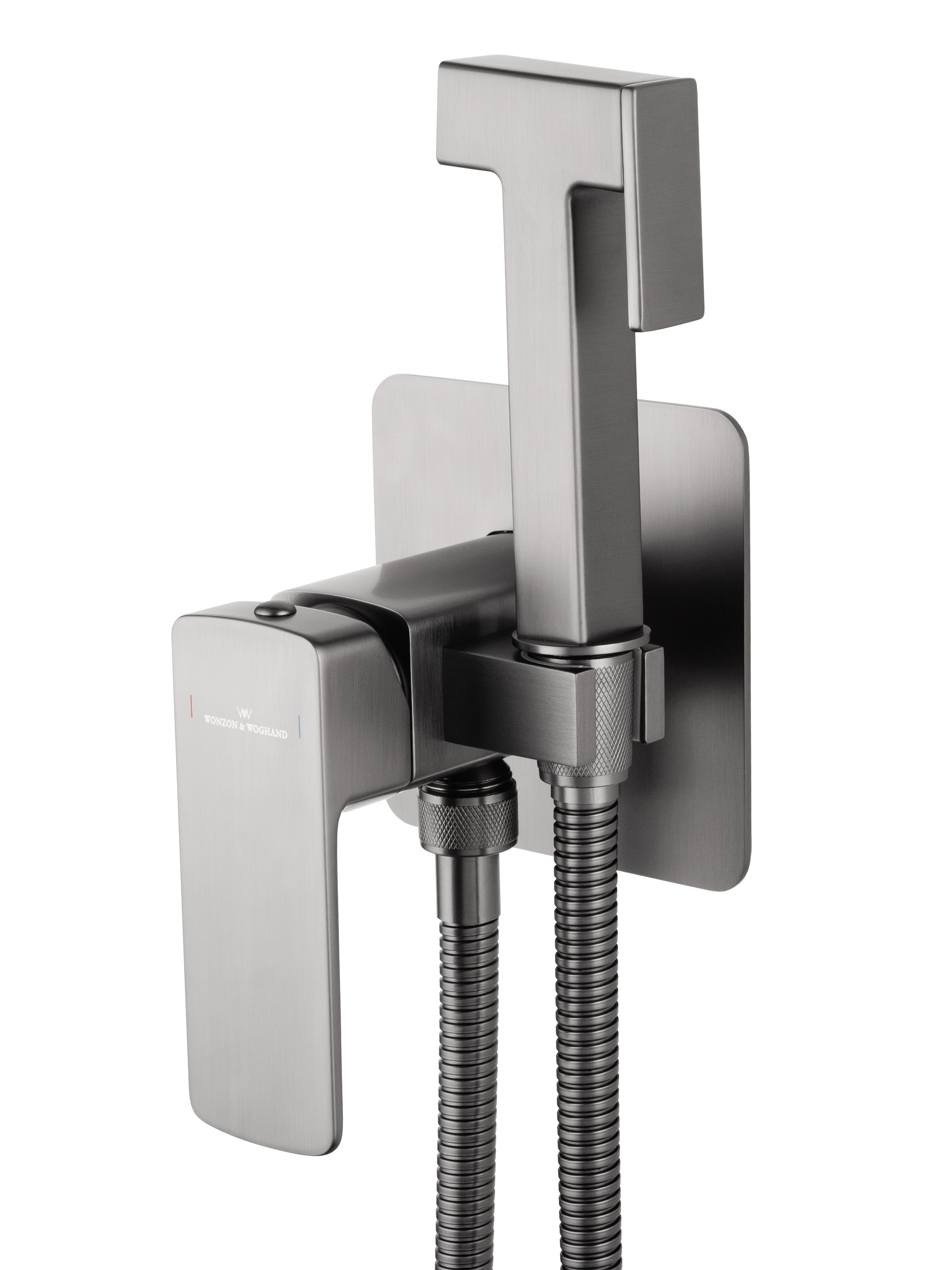 Смеситель с гигиеническим душем встраиваемый WONZON & WOGHAND EDGE, Темный графит (WW-88829003-BGM) - Gidratop.ru изображение