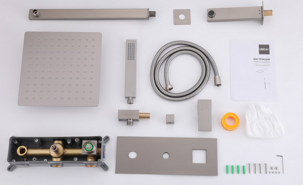 Душевая система ABBER Daheim AF8217SP скрытого монтажа с изливом, сатин - Gidratop.ru изображение