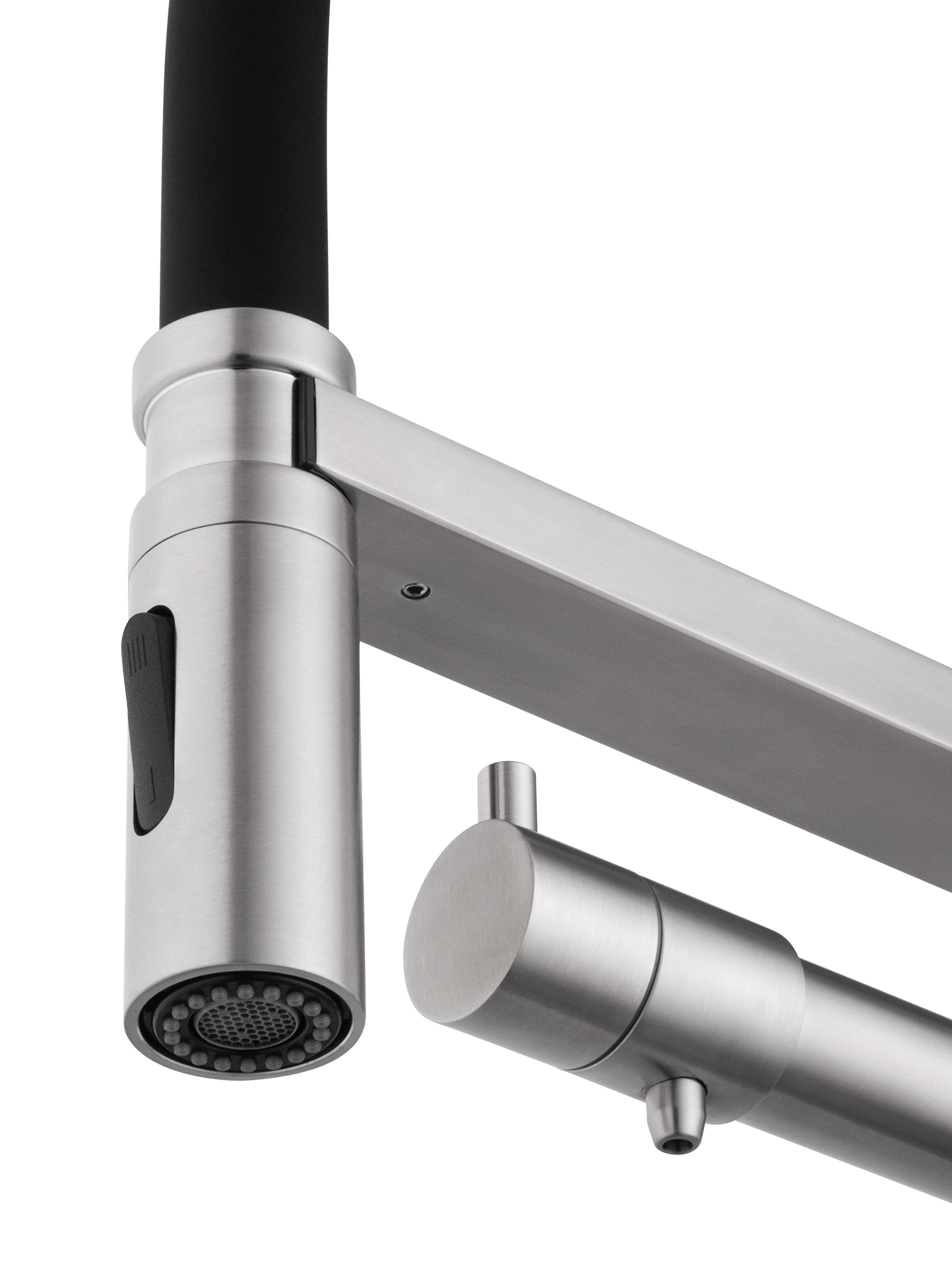 Смеситель для кухни с гибким изливом и подключением фильтра WONZON & WOGHAND, Брашированный никель (WW-88458007-BN) - Gidratop.ru изображение