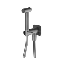 Newform X-STEEL 316 Гигиенический душ: руч. лейка, уголок с держателем, с запорным вентилем,на холодную воду, цвет: PVD Brushed gun metal - Gidratop.ru изображение