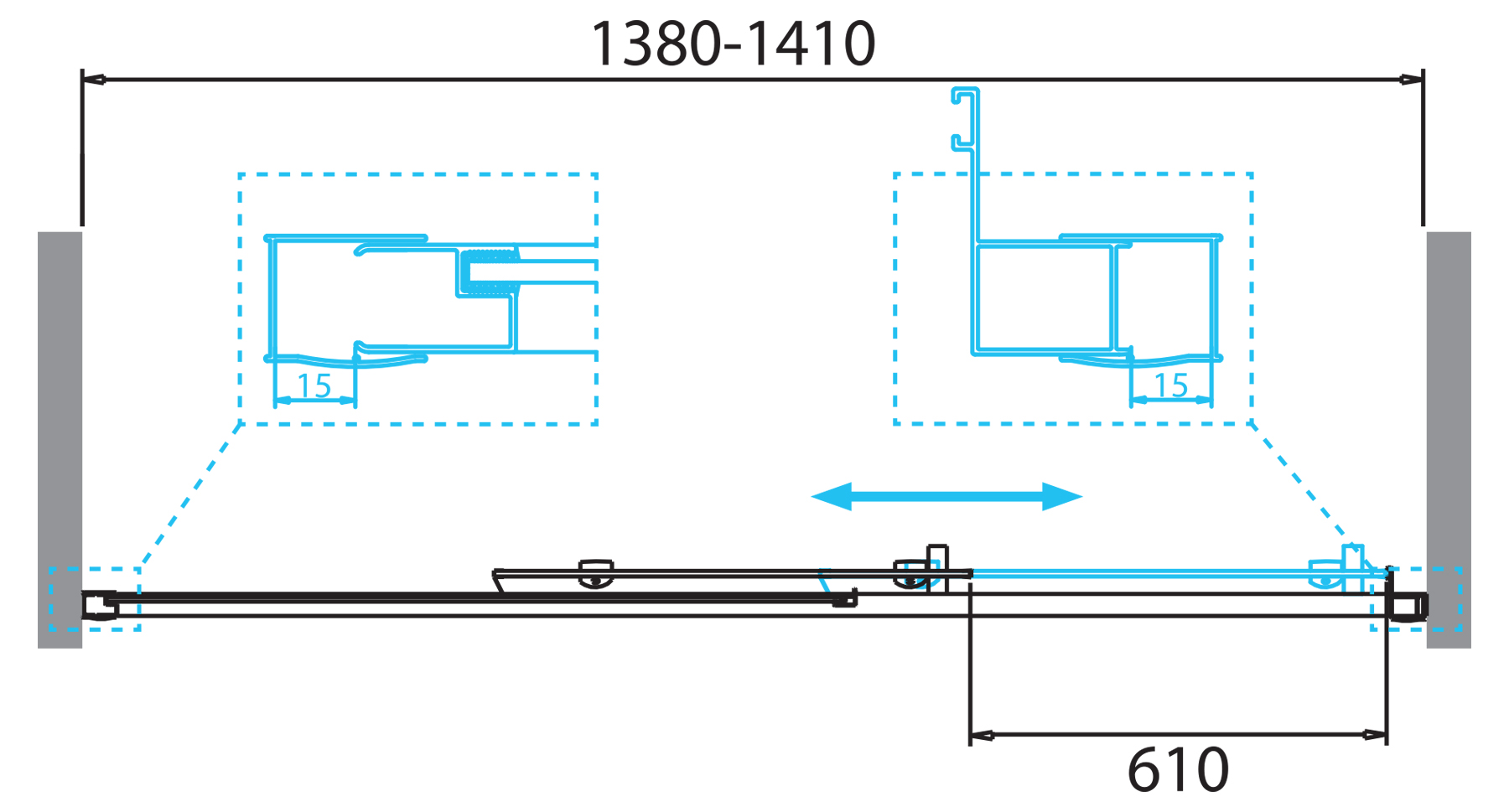 Душевая дверь BelBagno DUE-BF-1-140-C-Cr - Gidratop.ru изображение