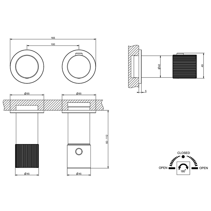 GESSI HABITO RIGATO смеситель настенный встраиваемый, термостатический, с переключателем на 2 положения, внешняя часть, цвет хром - Gidratop.ru изображение