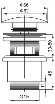 CZR-SAT5-01 Донный клапан с системой "Клик-клак" с переливом, хром - Gidratop.ru изображение