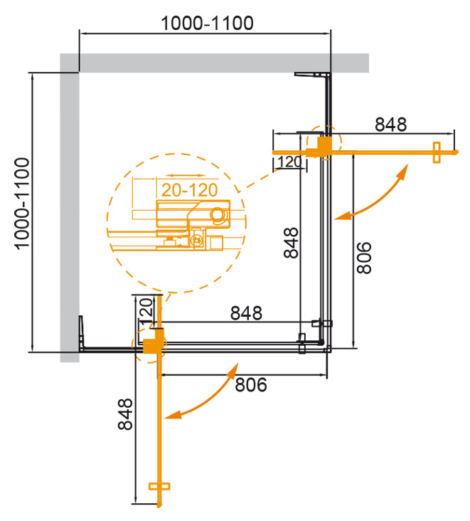 Душевой уголок CEZARES SLIDER-A-2-100/110-C-Cr - Gidratop.ru изображение