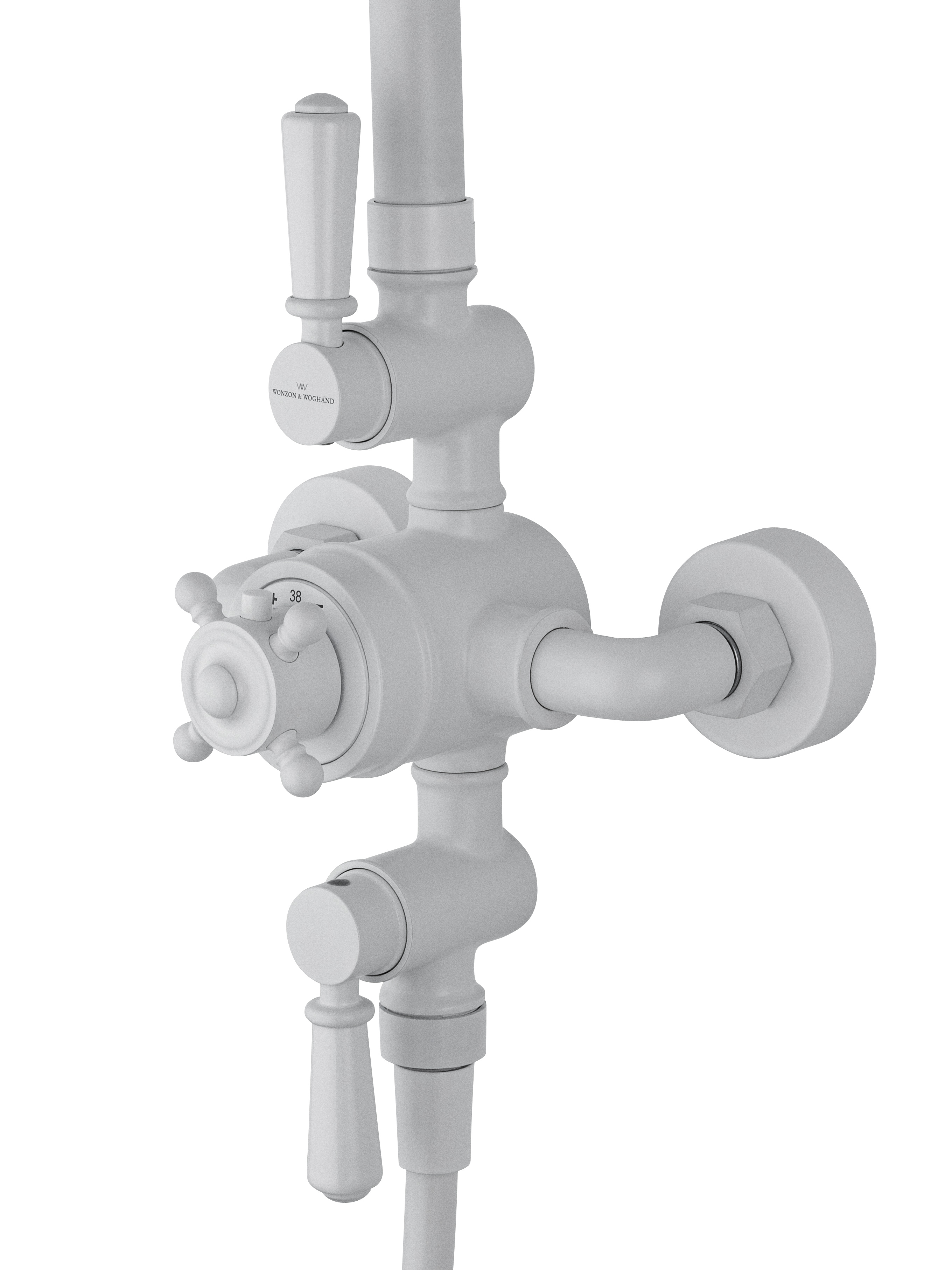 Душевая система с термостатом WONZON & WOGHAND RETRO, Белый матовый (WW-B3041-MW) - Gidratop.ru изображение