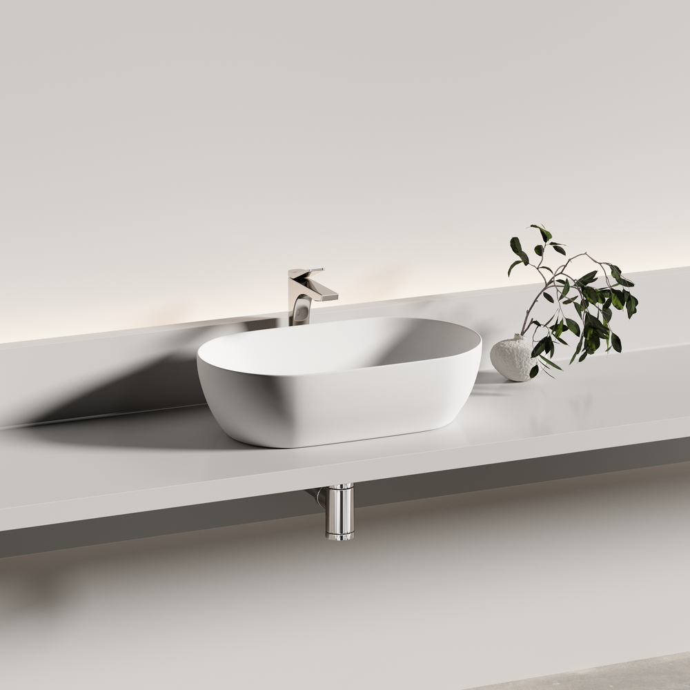 Раковина CERAMICANOVA Twist накладная овальной формы 500x300x140 белый матовый CN12001MW - Gidratop.ru изображение