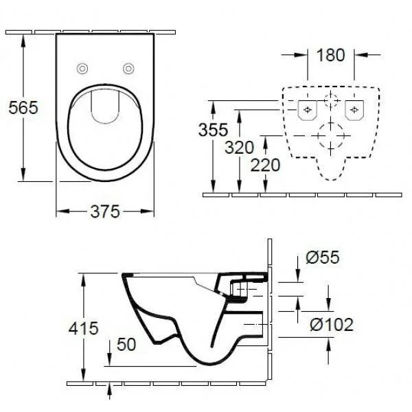 Подвесной безободковый унитаз Villeroy&Boch Verity-Design 5643 HR 01 с сиденьем Soft Close - Gidratop.ru изображение