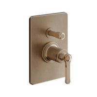 GESSI VENTI20 смеситель встраиваемый, однорычажный, с переключателем на 2 положения, внешняя часть, цвет Copper Brushed PVD - Gidratop.ru изображение