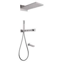 Душевая система ABBER Rund AF8753SP скрытого монтажа с изливом, термостат, сатин - Gidratop.ru изображение