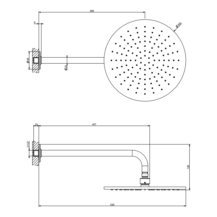 GESSI INCISO верхний душ настенная, шарнирная на 1/2,  Oslash;300мм, цвет: хром - Gidratop.ru изображение