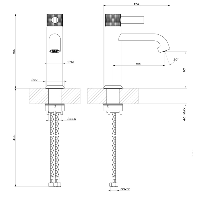 GESSI INCISO смеситель для раковины на 1 отверстие без донного клапана Цвет: Black XL - Gidratop.ru изображение
