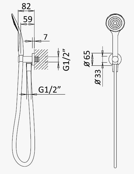 CZR-B-KD-M-SS Ручной душ металлический, однопозиционный со штуцером-держателем, шланг 175 см, исполнение Sunset - Gidratop.ru изображение