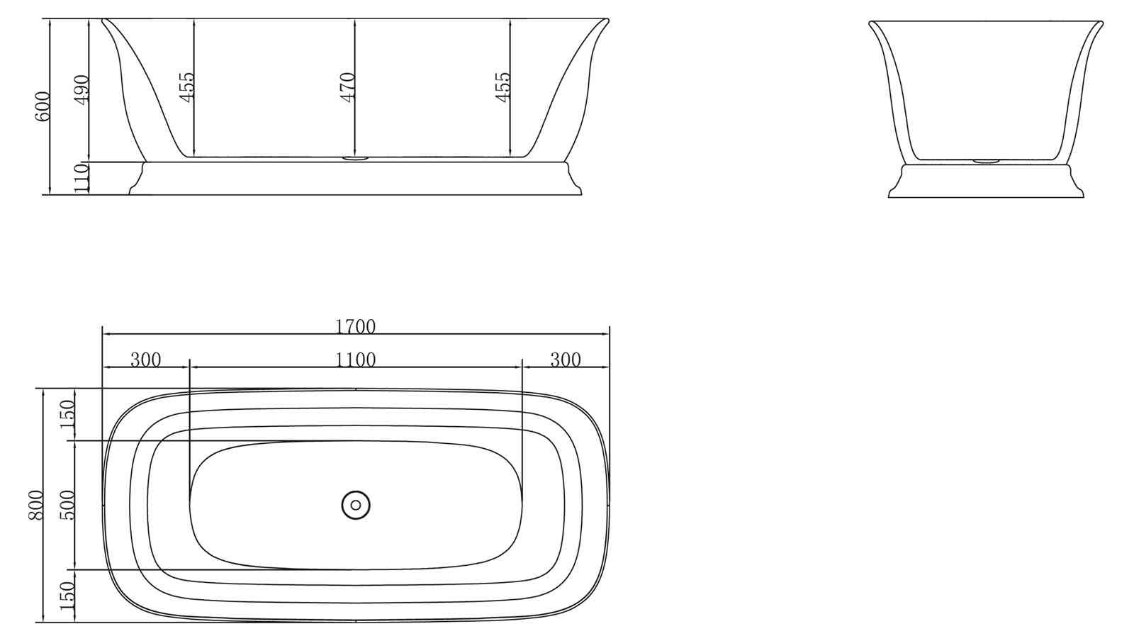 Акриловая ванна BELBAGNO BB400-1700-800 - Gidratop.ru изображение