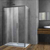 Душевой уголок Soft VSR-3SO9014CLGM, 1400*900, вороненая сталь, стекло прозрачное - Gidratop.ru изображение