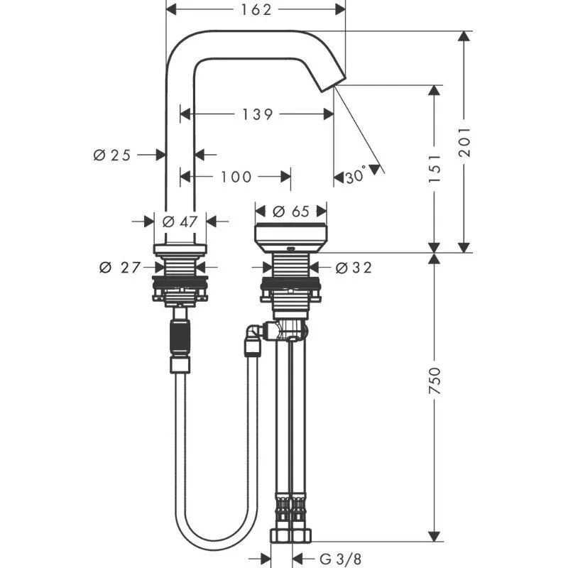 Смеситель для раковины Hansgrohe Tecturis S 73353140, с донным клапаном, цвет шлифованная бронза - Gidratop.ru изображение