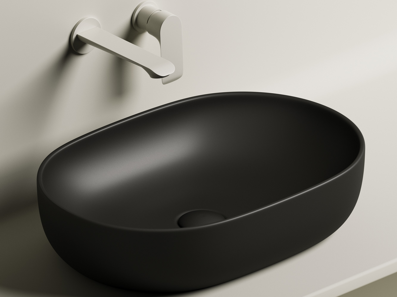 Умывальник чаша накладная овальная (цвет Черный Матовый) Element 600x415x135мм - Gidratop.ru изображение