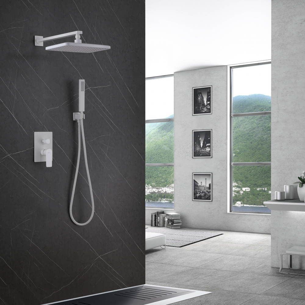 Душевая система ABBER Weiss Insel AF8018FW скрытого монтажа без излива, белый матовый - Gidratop.ru изображение