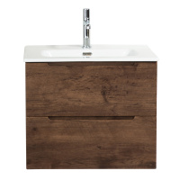 ETNA 39 База под раковину подвесная с двумя выкатными ящиками, с доводчиками, Rovere Moro, 600x390x500, ETNA39-600/390-2C-SO-RW-P - Gidratop.ru изображение