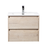 KRAFT База под раковину подвесная с фрезерованными ручками по всей длине фасада с двумя выкатными ящиками, Rovere Galifax Bianco, 600x460x500, KRAFT-600-2C-SO-RGB - Gidratop.ru изображение